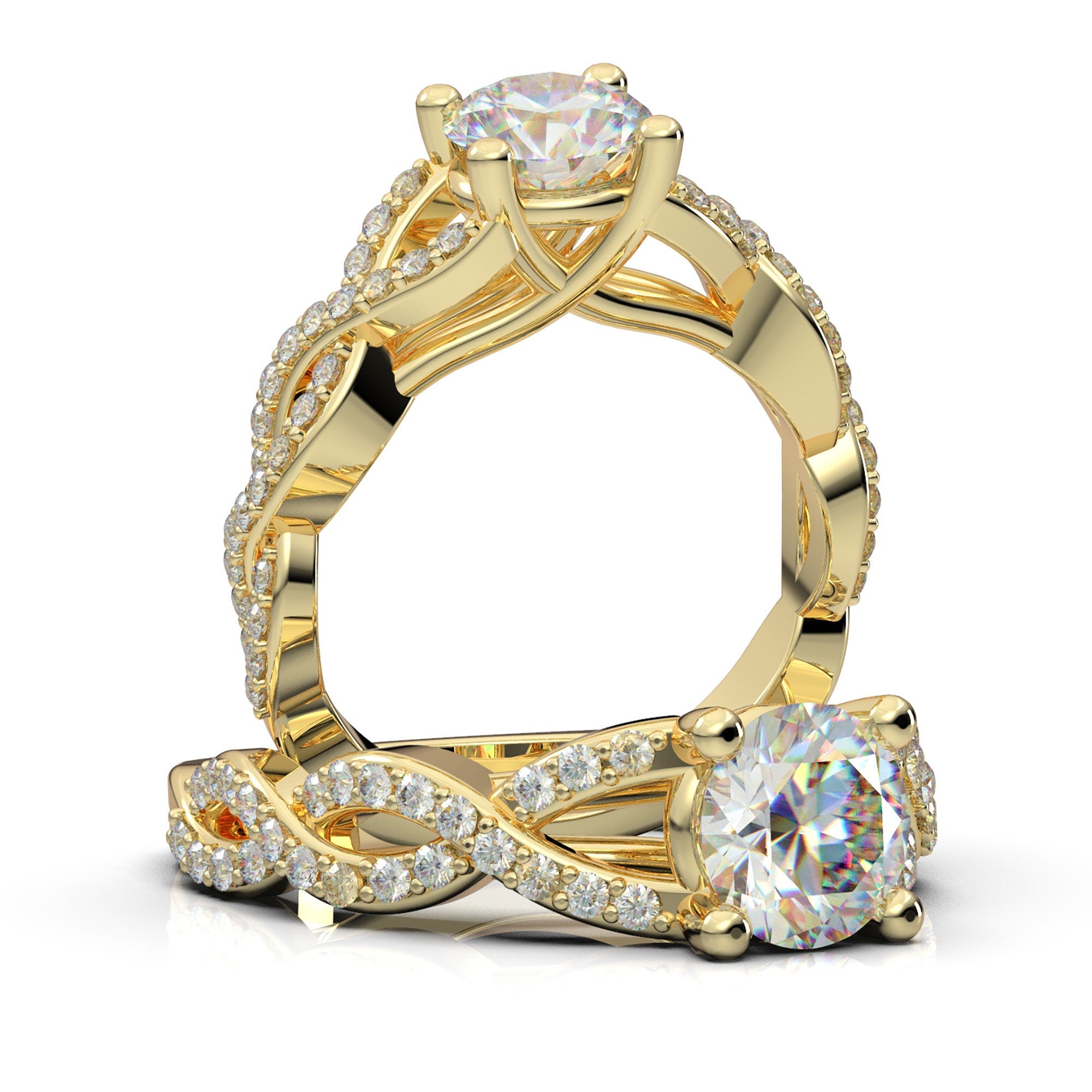 9ct Yellow Gold Three Stone Diamond Twist Ring 0.50ct - Albion Fine  Jewellery from Personal Jewellery Service UK